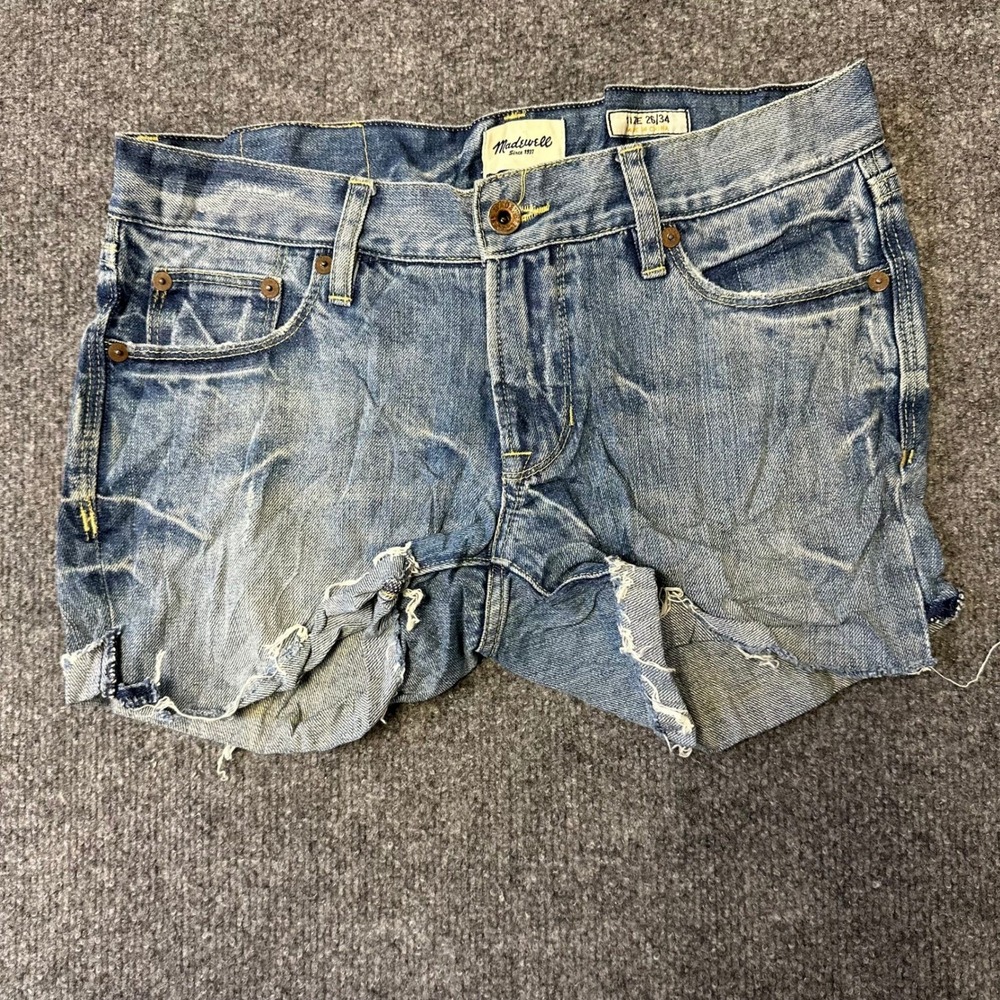 Madewell Denim Shorts Womens Size 26 Blue Cotton Cutoff Frayed Distressed Good